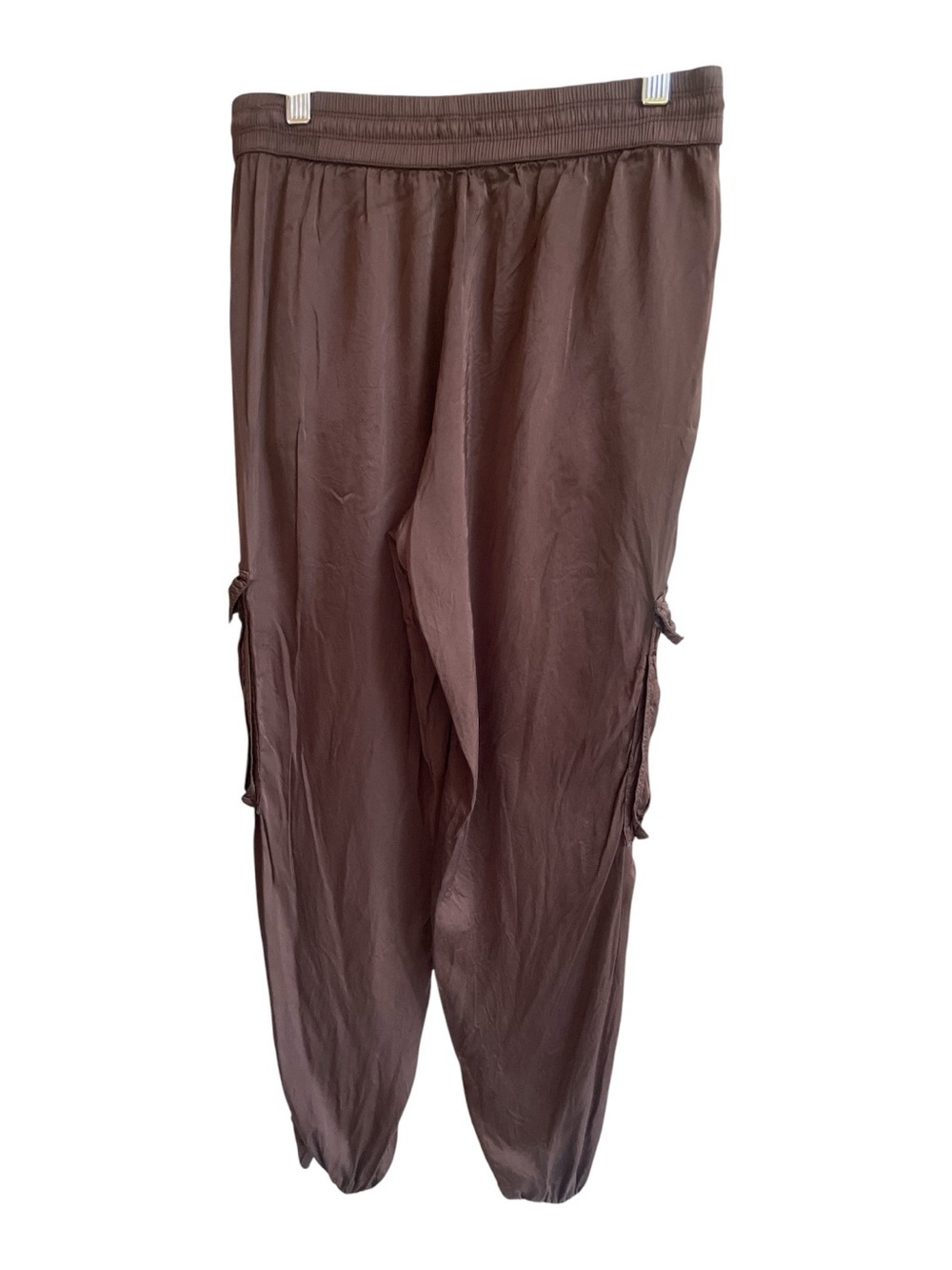 Aerie Chocolate Brown Satin Cargo Joggers Pants Drawstring Small - Picture 5 of 7